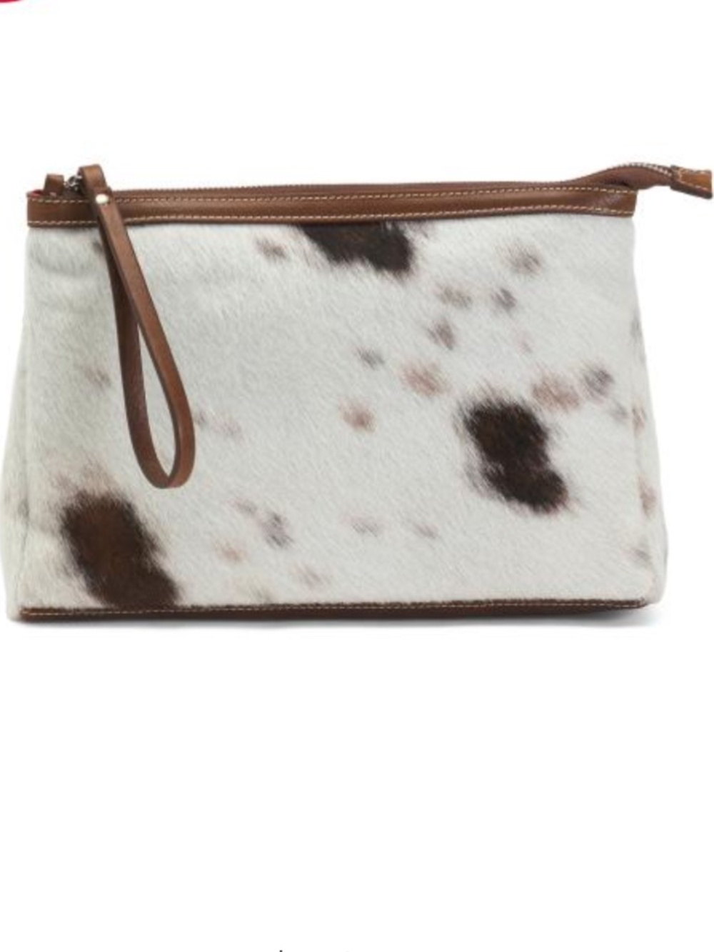 NWT made in italy leather large zip closure White/Brown Large pouch